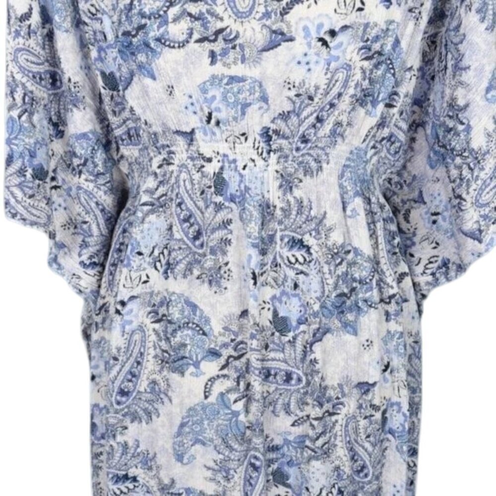 DRESS FORUM PAISLEY FLORAL PRINT BLUE KIMONO SLEEVE MIDI DRESS - Picture 5 of 7